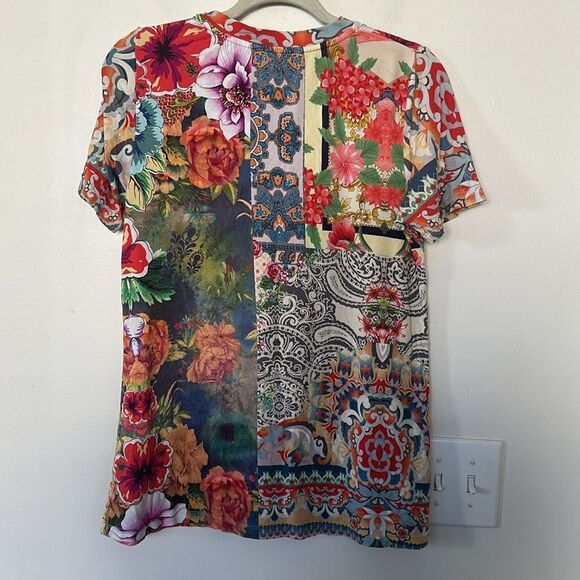 Johnny Was Catalina Block Floral Crewneck Top M-L - Picture 5 of 7